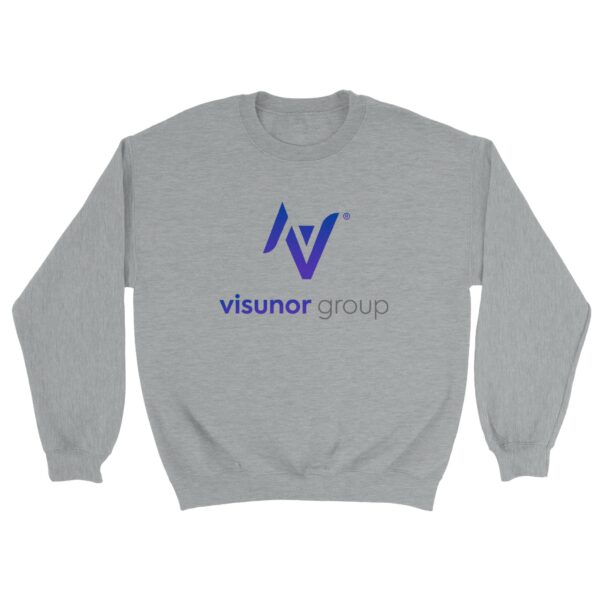 Visunor Group AS Klassisk unisex sweatshirt med rund hals hvit / grå
