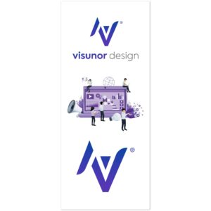 Visunor Design Roll-up-banner i polyester med stativ. Web design